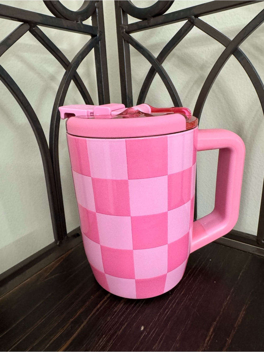 Brumate MUV 15oz Pink Checkered Insulated Travel Mug -